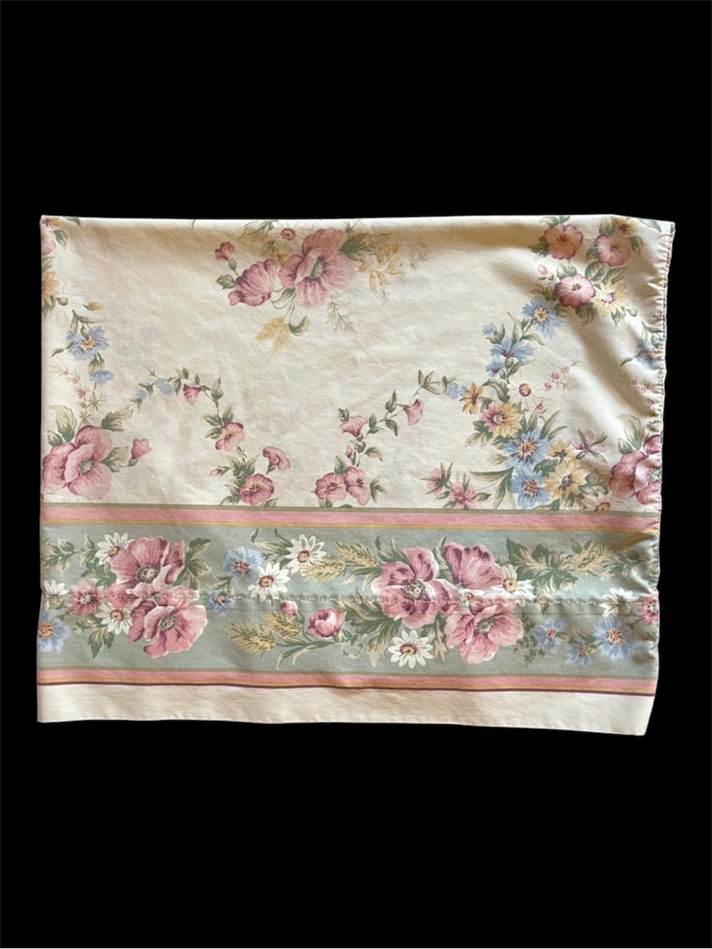 VTG 80's Floral Pillowcase - Pink & Green - Westpoint Stevens - Made In The USA